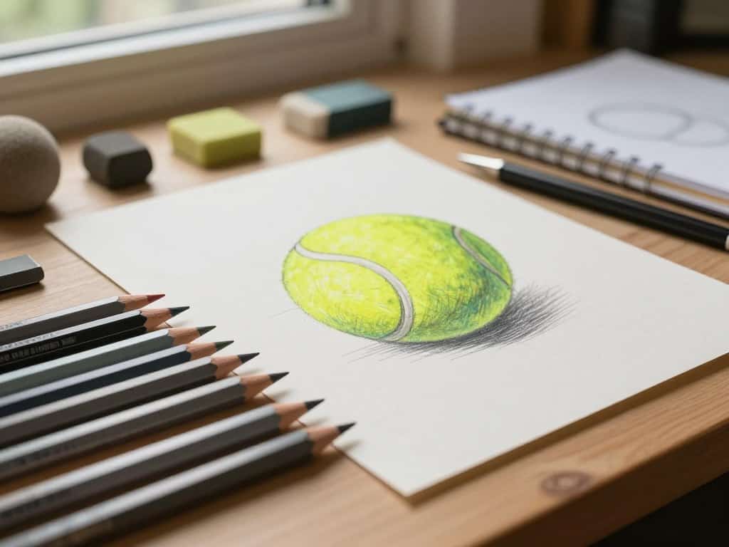 Zeichenmaterialien für Tennisball zeichnen einfach