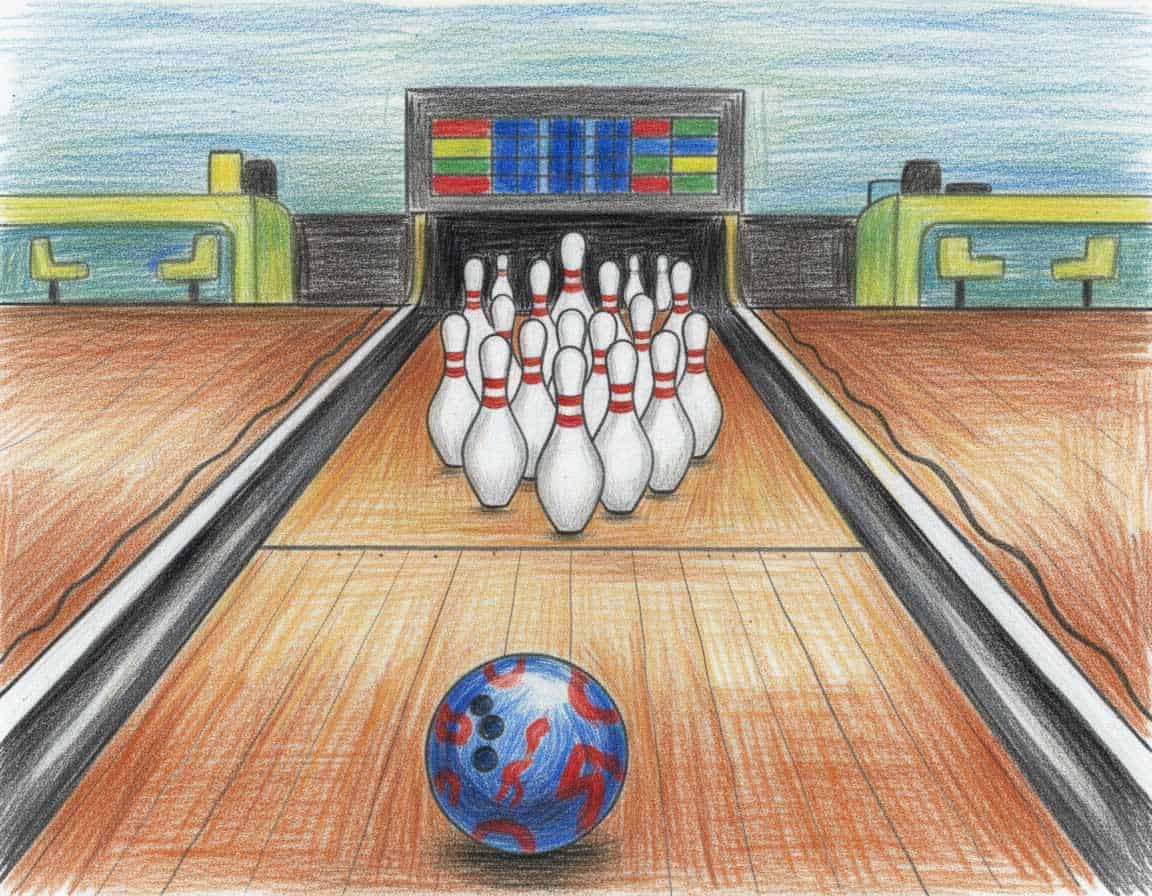 Bowlingbahn als Motiv zeichnen Bowlingbahn als Motiv zeichnen