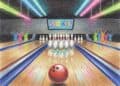 Zeichnung von einer Bowlingbahn als Motiv