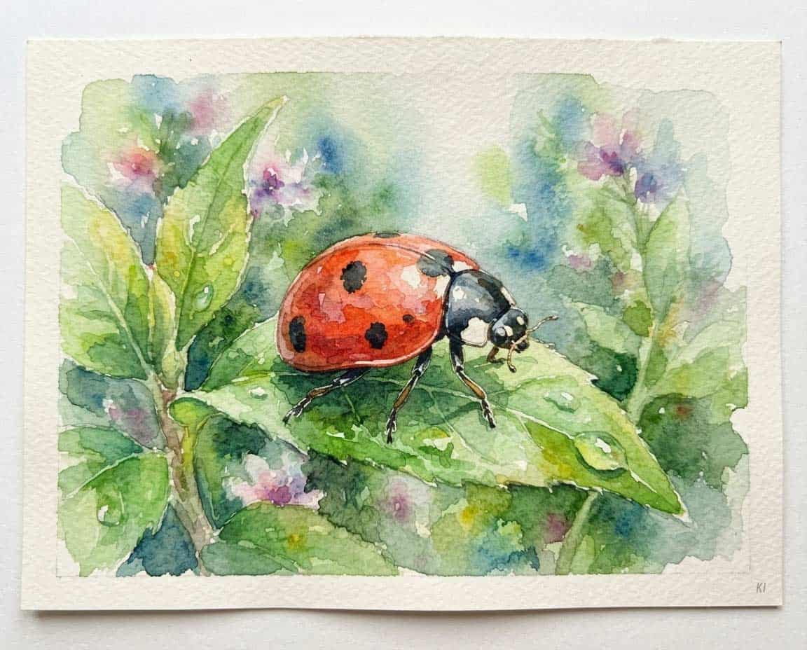 Marienkäfer Aquarellzeichnung Marienkäfer Aquarellzeichnung
