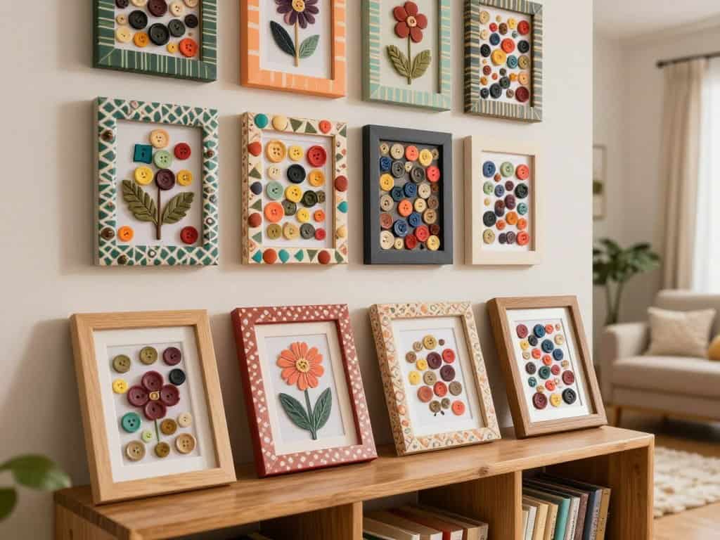 personalisierte Geschenke mit Knopfbildern als Wanddekoration
